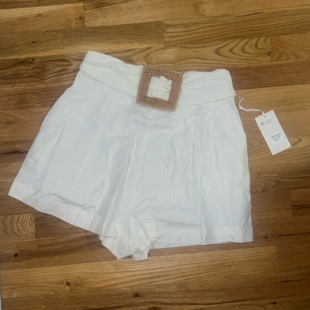 Cream linen shorts